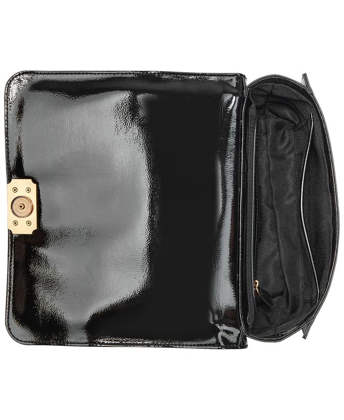 Nine West Women's Peyton Convertible Crossbody Bag - Faux Leather Flap Designer Purse In Natural Black