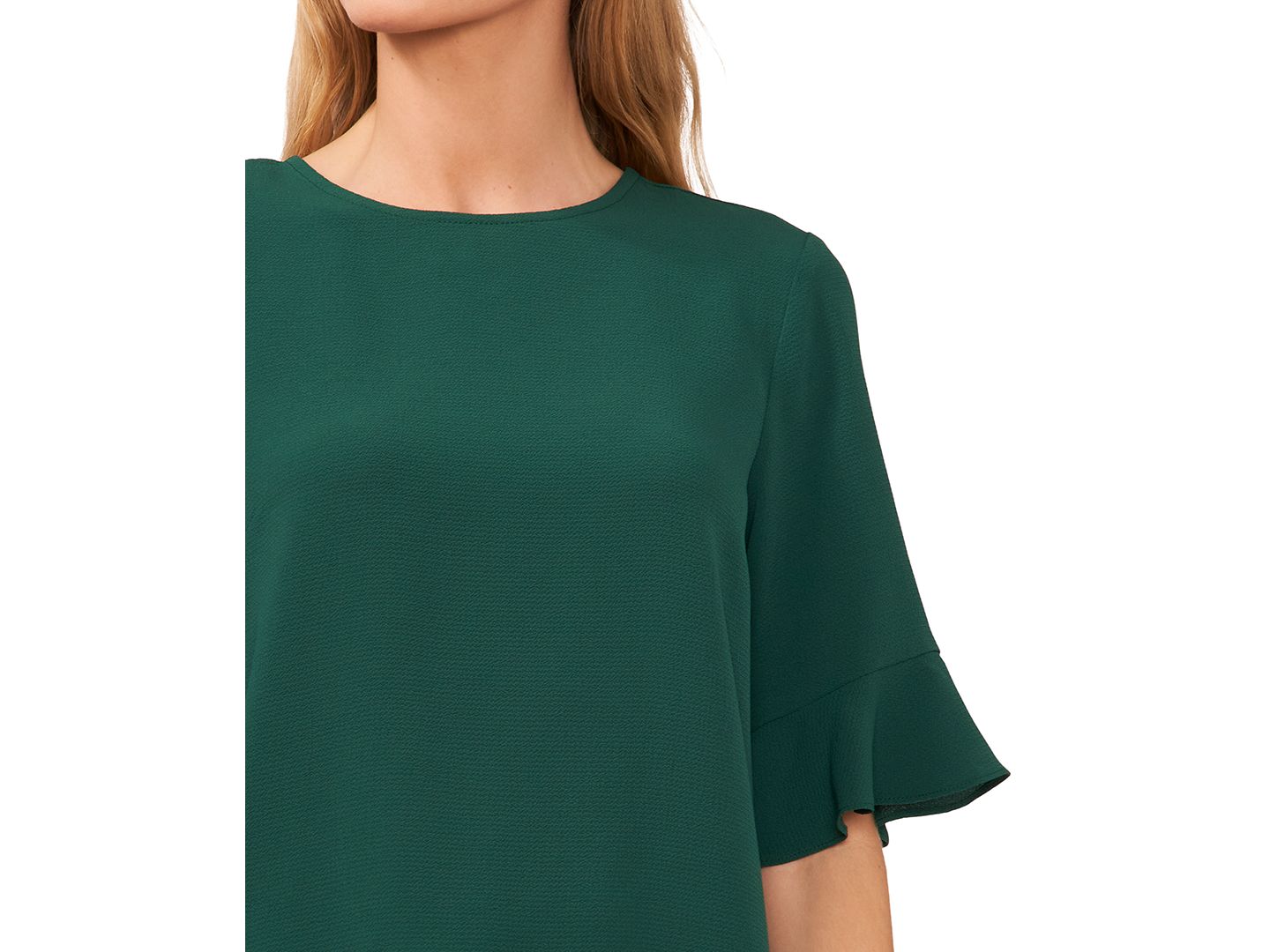 Женская блузка CeCe Crewneck 3/4-Sleeve Ruffled Cuff Blouse, цвет: Зелёный — фото 2
