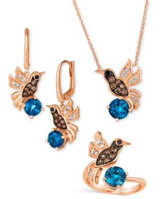 Le Vian Deep Sea Blue Topaz Diamond Hummingbird Jewelry Collection In 14k Rose Gold