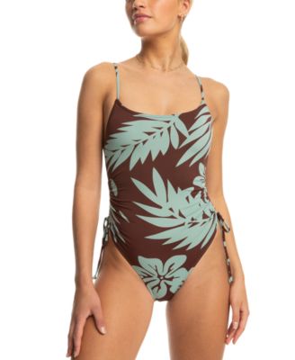 Roxy - Juniors' Printed Palm Cruz Side-Tie One-Piece Swimsuit