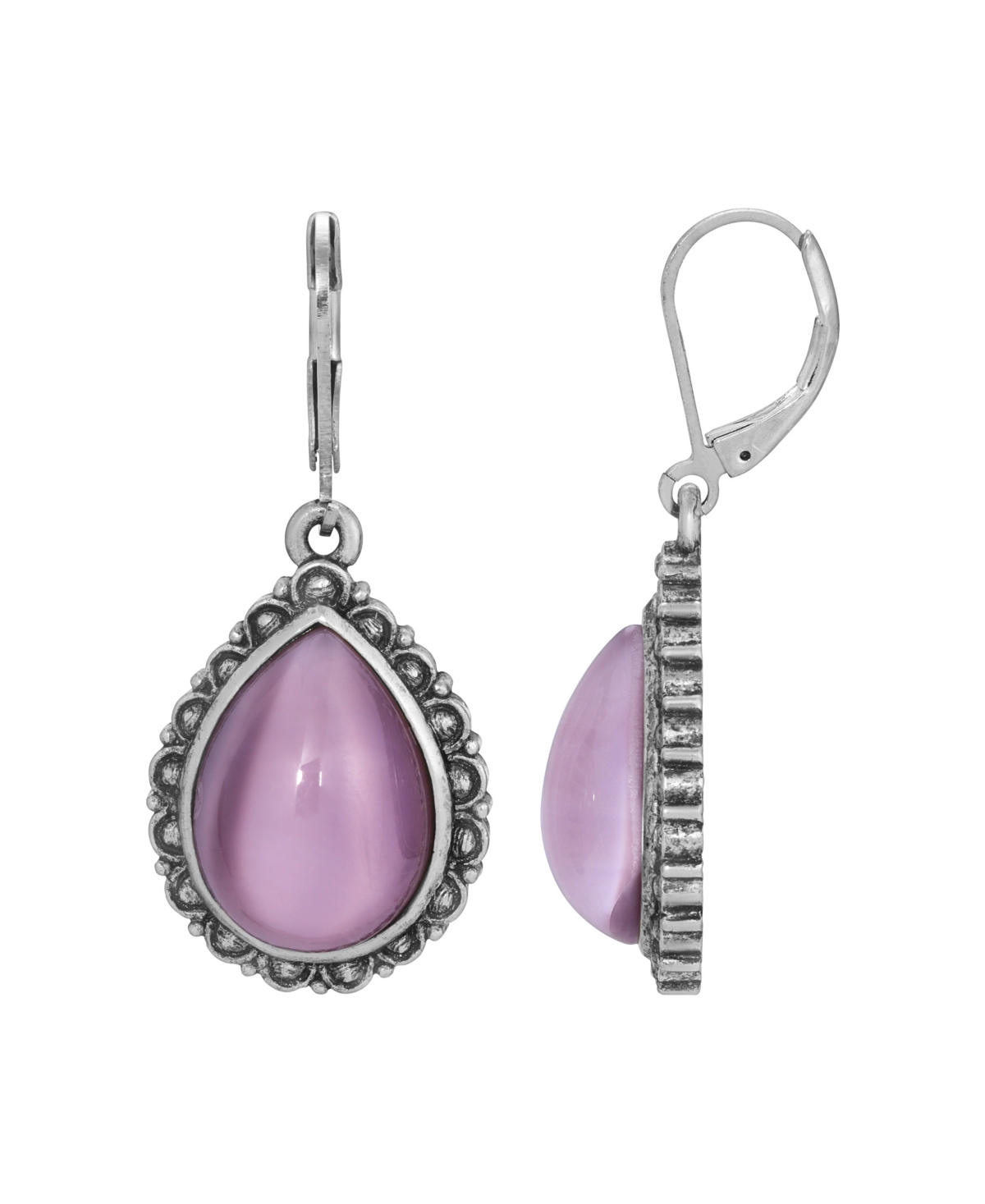 2028 Glass Silver-tone Teardrop Earrings In Purple