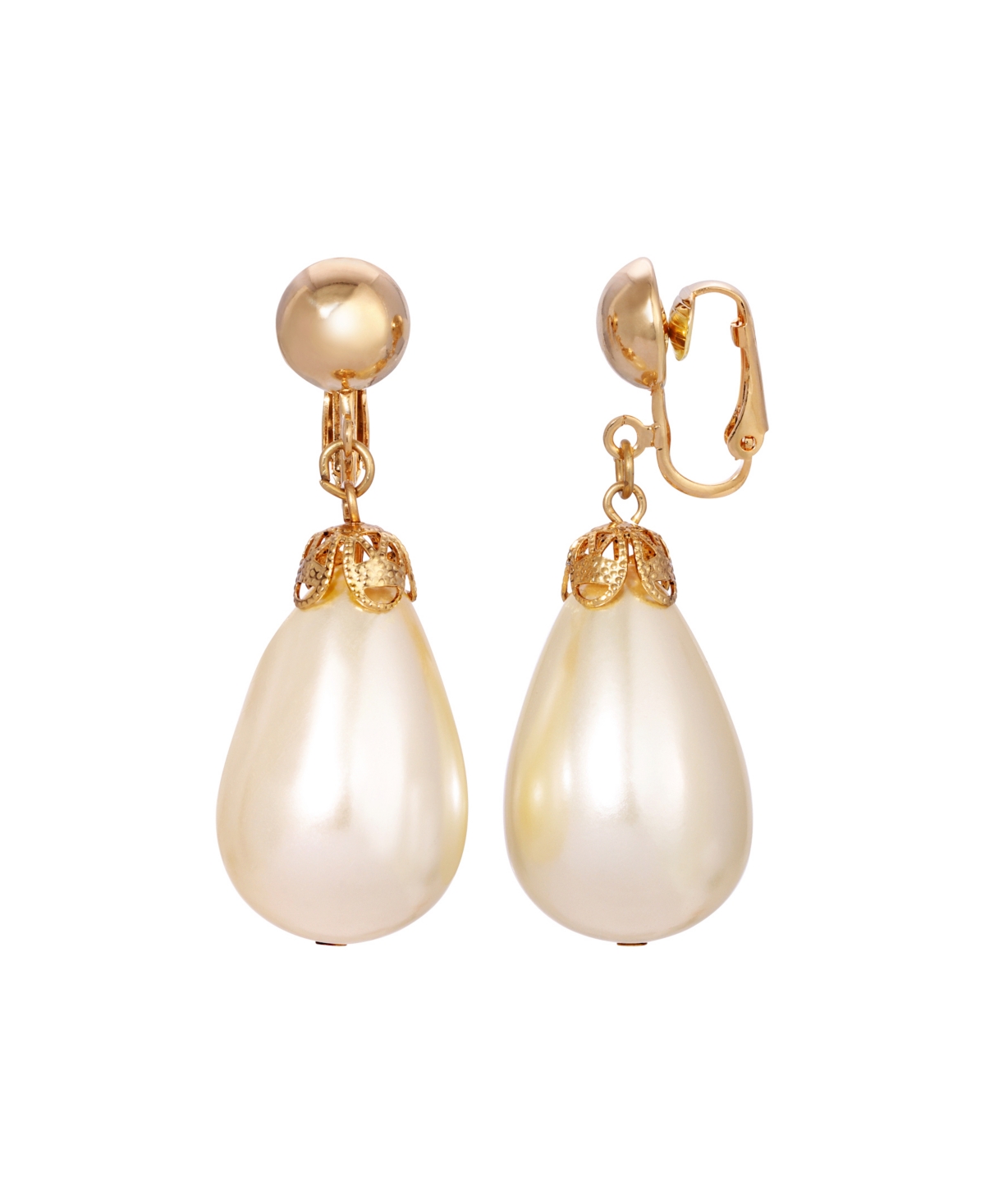 2028 Acrylic Imitation Pearl Drop Clip Earrings In White