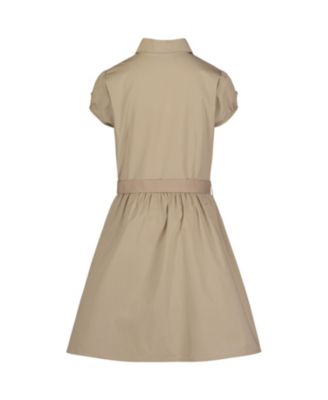 Plus Girls Uniform Belted Poplin Shirt Dress
