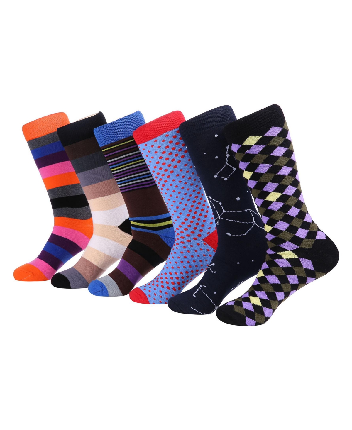 Men's Bold Designer Dress Socks 6 Pack - Lavender