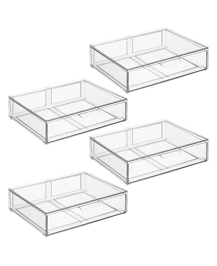 mDesign Stackable Kitchen Storage Bin Box with PullOut Drawer, Large