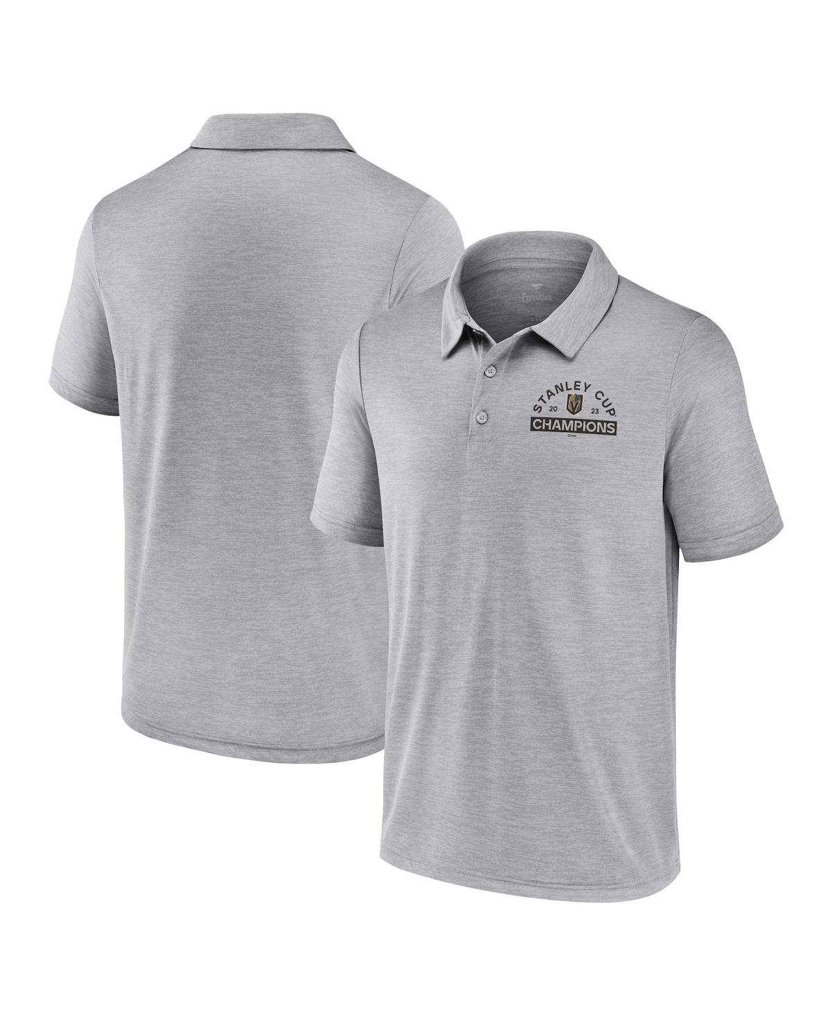 Shop Fanatics Men's  Heather Gray Vegas Golden Knights 2023 Stanley Cup Champions Polo Shirt