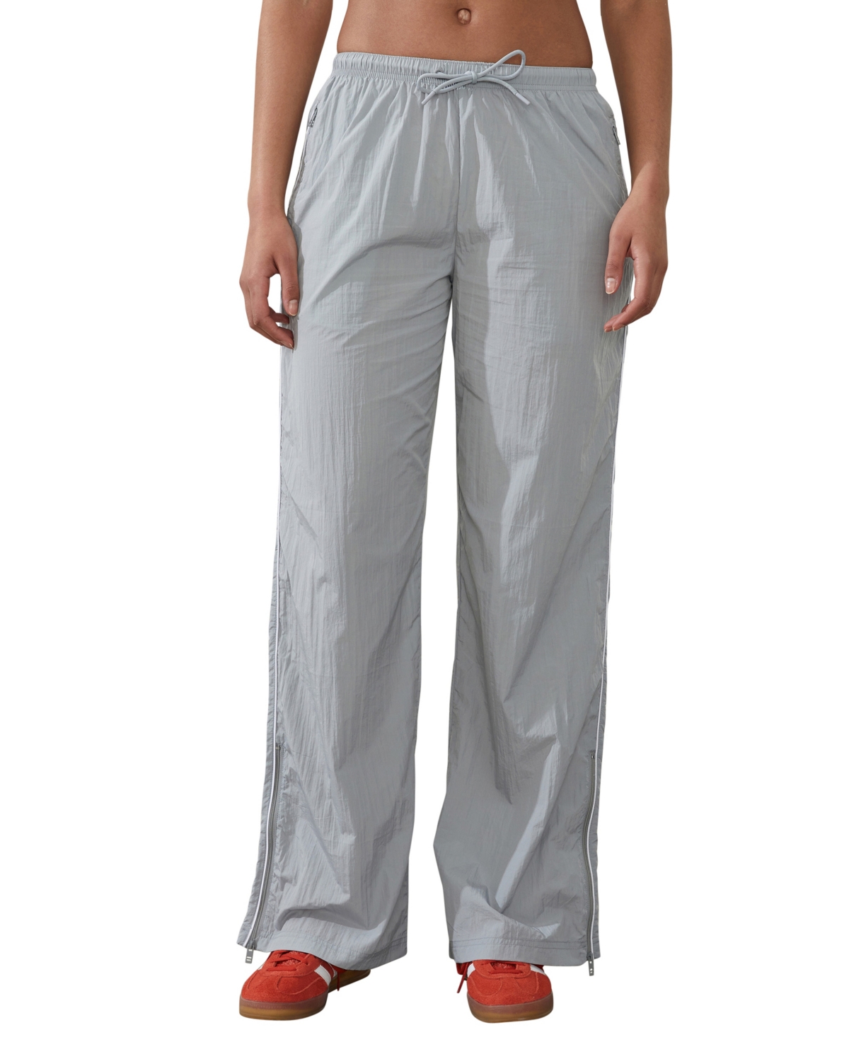 Women's Warm Up Woven Pants - Cool Gray, Piping