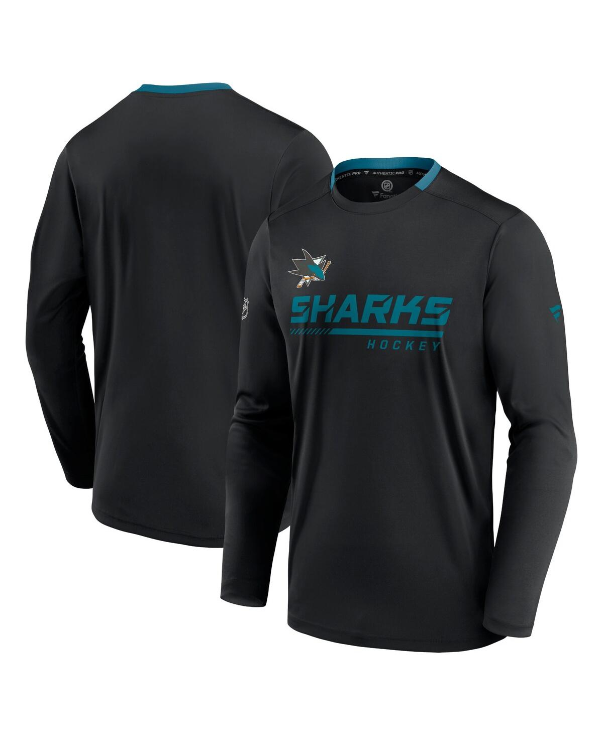 Shop Fanatics Men's  Black San Jose Sharks Authentic Pro Locker Room Long Sleeve T-shirt