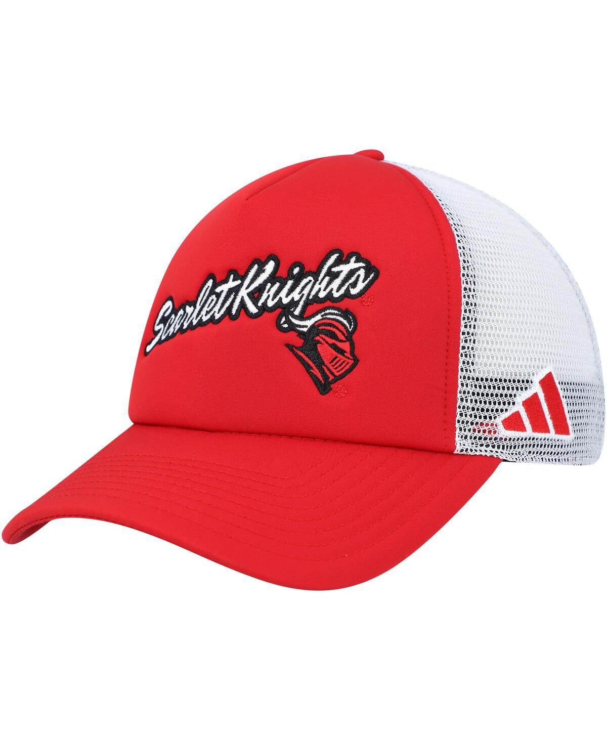 Shop Adidas Originals Men's Adidas Scarlet Rutgers Scarlet Knights Script Trucker Snapback Hat