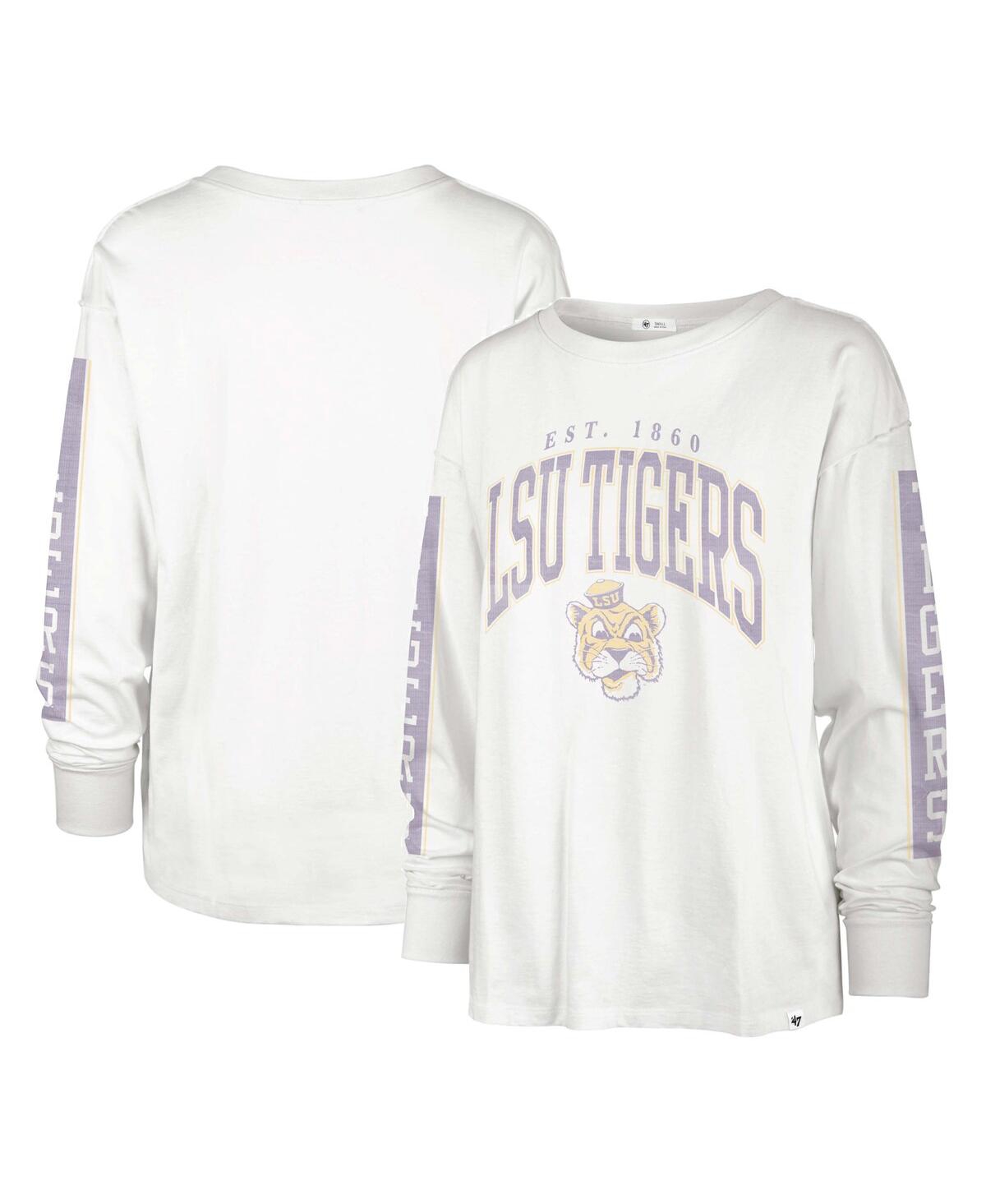47 BRAND WOMEN'S '47 BRAND WHITE LSU TIGERS STATEMENT SOA 3-HIT LONG SLEEVE T-SHIRT 