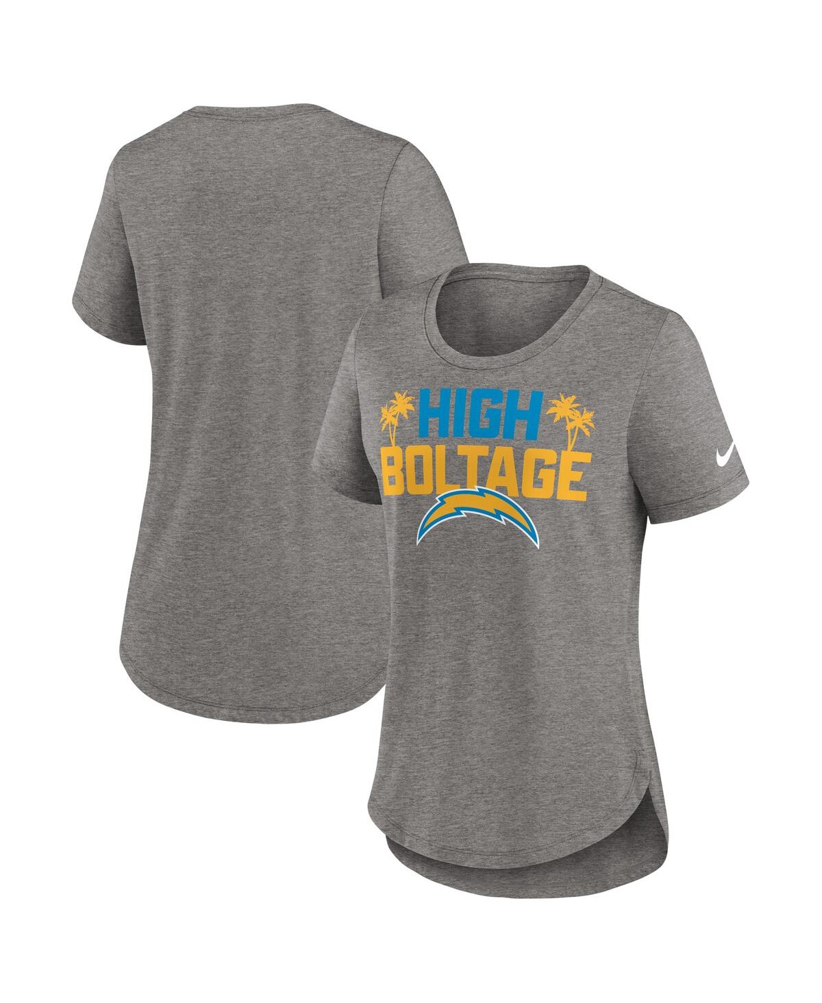 Shop Nike Women's  Heather Charcoal Los Angeles Chargers Local Fashion Tri-blend T-shirt