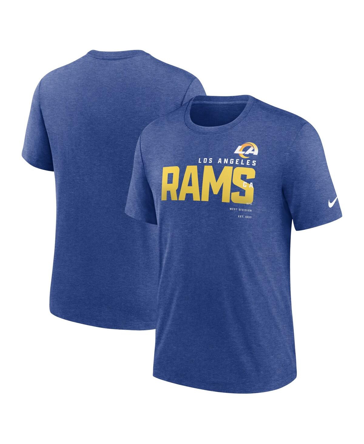 Shop Nike Men's  Heather Royal Los Angeles Rams Team Tri-blend T-shirt