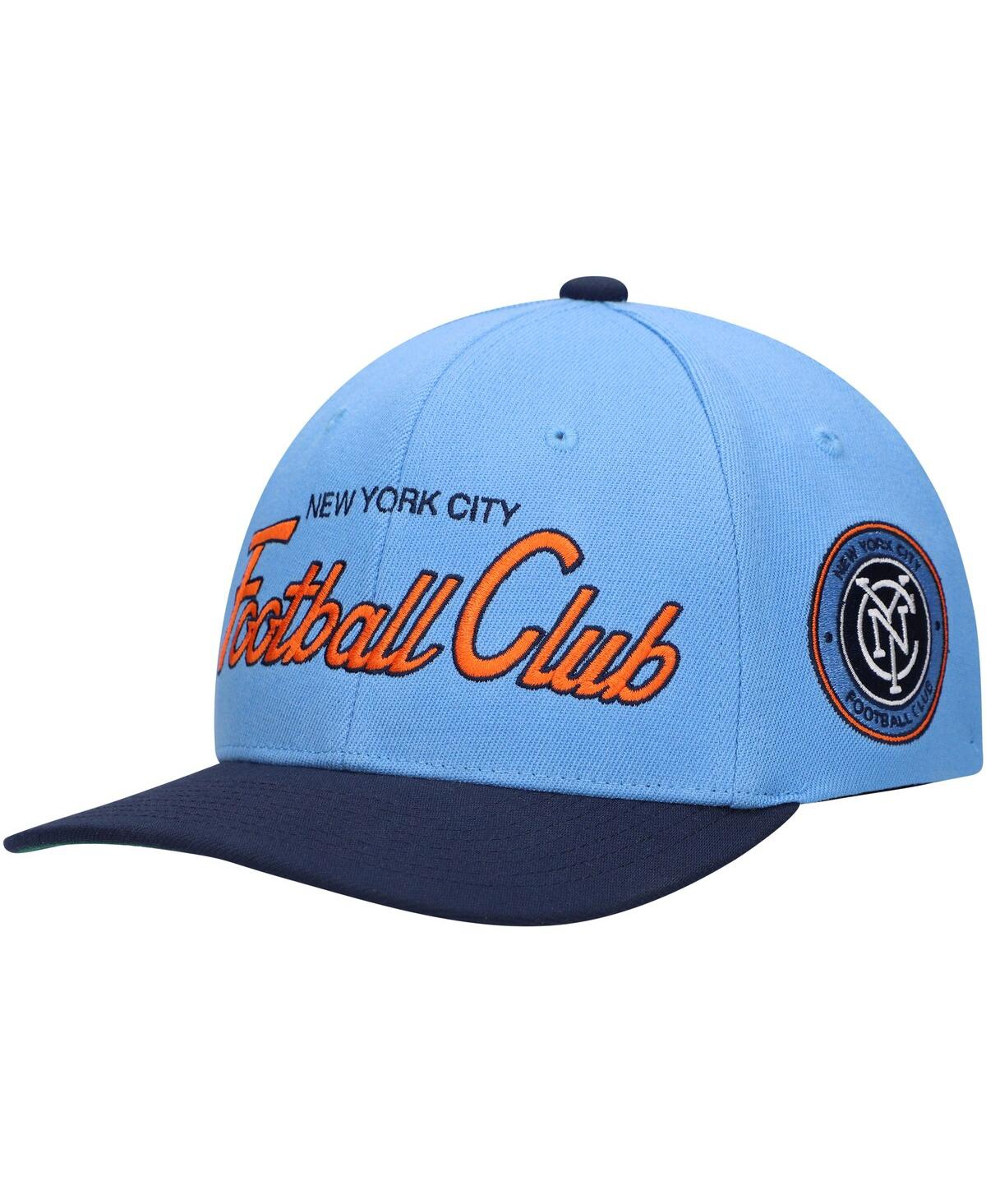 Mitchell & Ness Men's  Light Blue New York City Fc Team Script 2.0 Stretch Snapback Hat