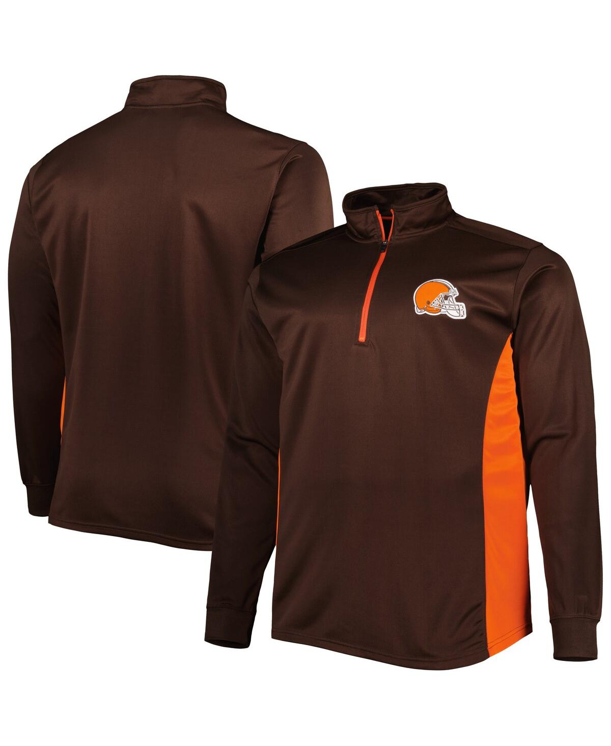 Men'sCleveland Browns Big and Tall Quarter-Zip Sweatshirt - Brown