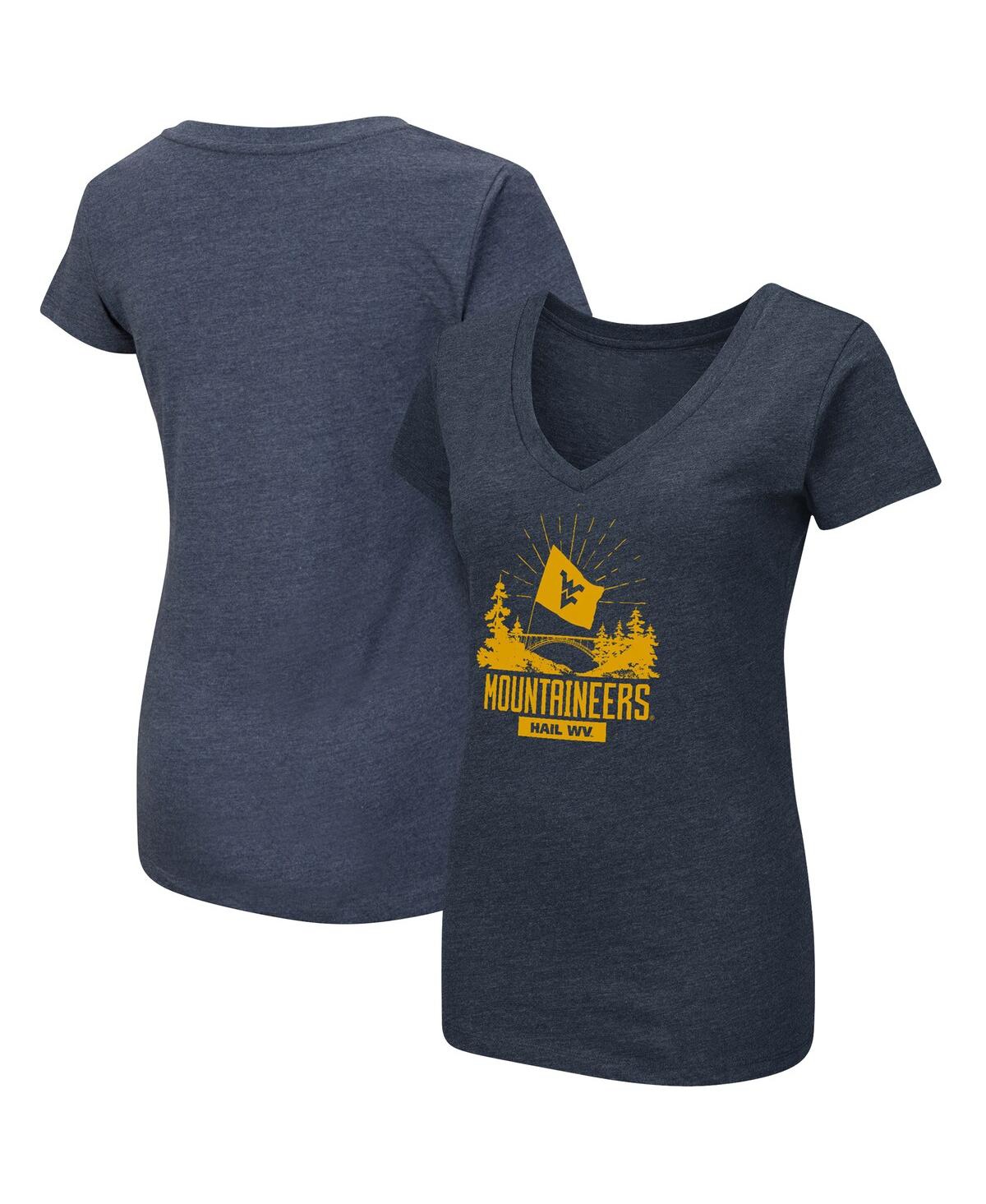 Colosseum Women's  Navy West Virginia Mountaineers Fan V-neck T-shirt