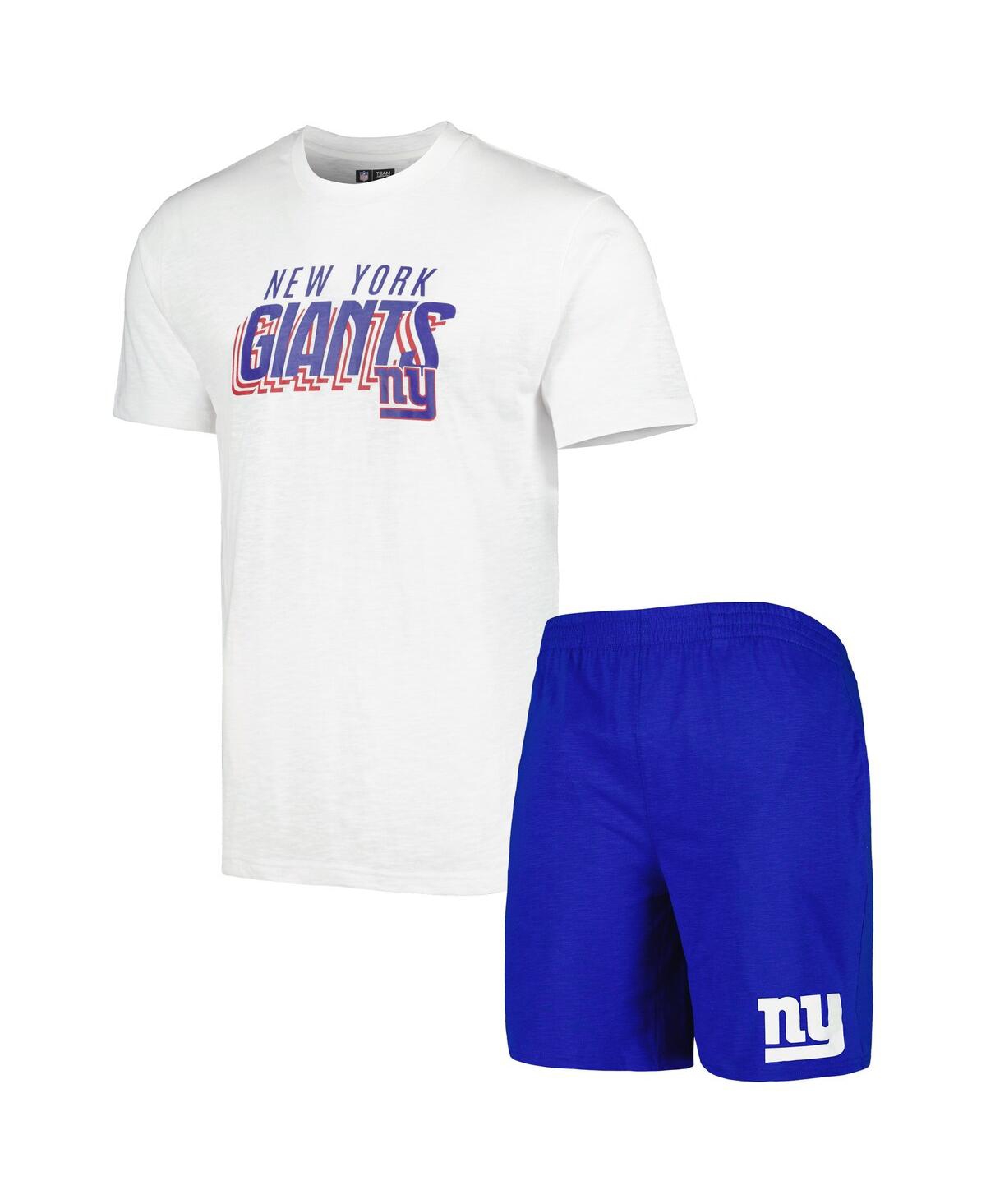 Shop Concepts Sport Men's  Royal, White New York Giants Downfield T-shirt And Shorts Sleep Set In Royal,white