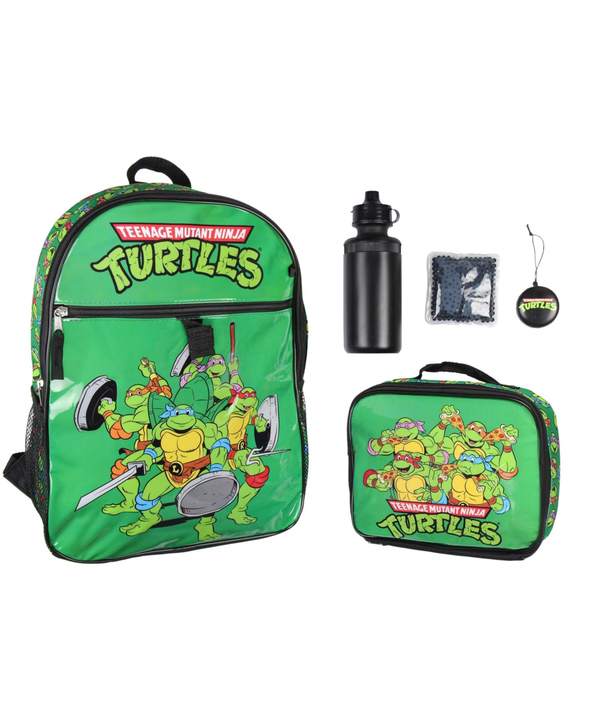 Nickelodeon Teenage Mutant Ninja Turtles Team Leonardo Raphael Donatello Michelangelo 5 Pc Backpack Lunchbox Icepack Water Bottle - Green