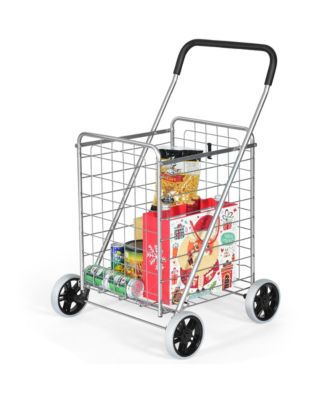 Folding Shopping Cart Utility Trolley Portable For Grocery Laundry Travel