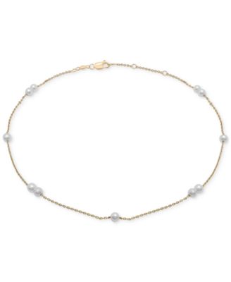 Macy's - Cultured Freshwater Pearl (3mm) Station Anklet Bracelet