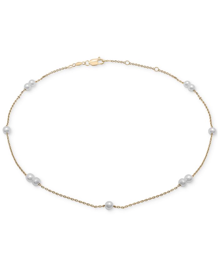 Macy's Cultured Freshwater Pearl (3mm) Station Anklet Bracelet Macy's