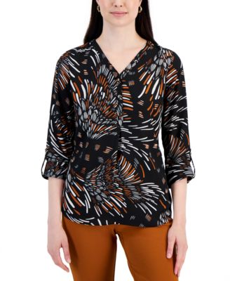JM Collection Womens Floral Utility Top