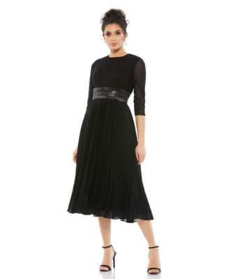 Women's Shimmering 3/4 Sleeve A-Line Midi Dress