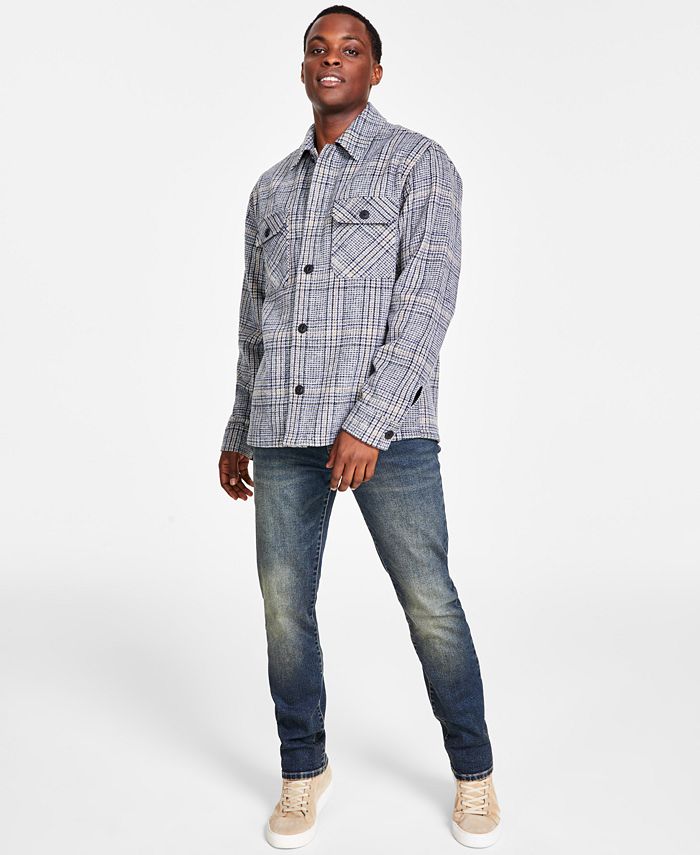 And Now This Men's Plaid Shirt Jacket, Regular-Fit Speckled Pocket T ...