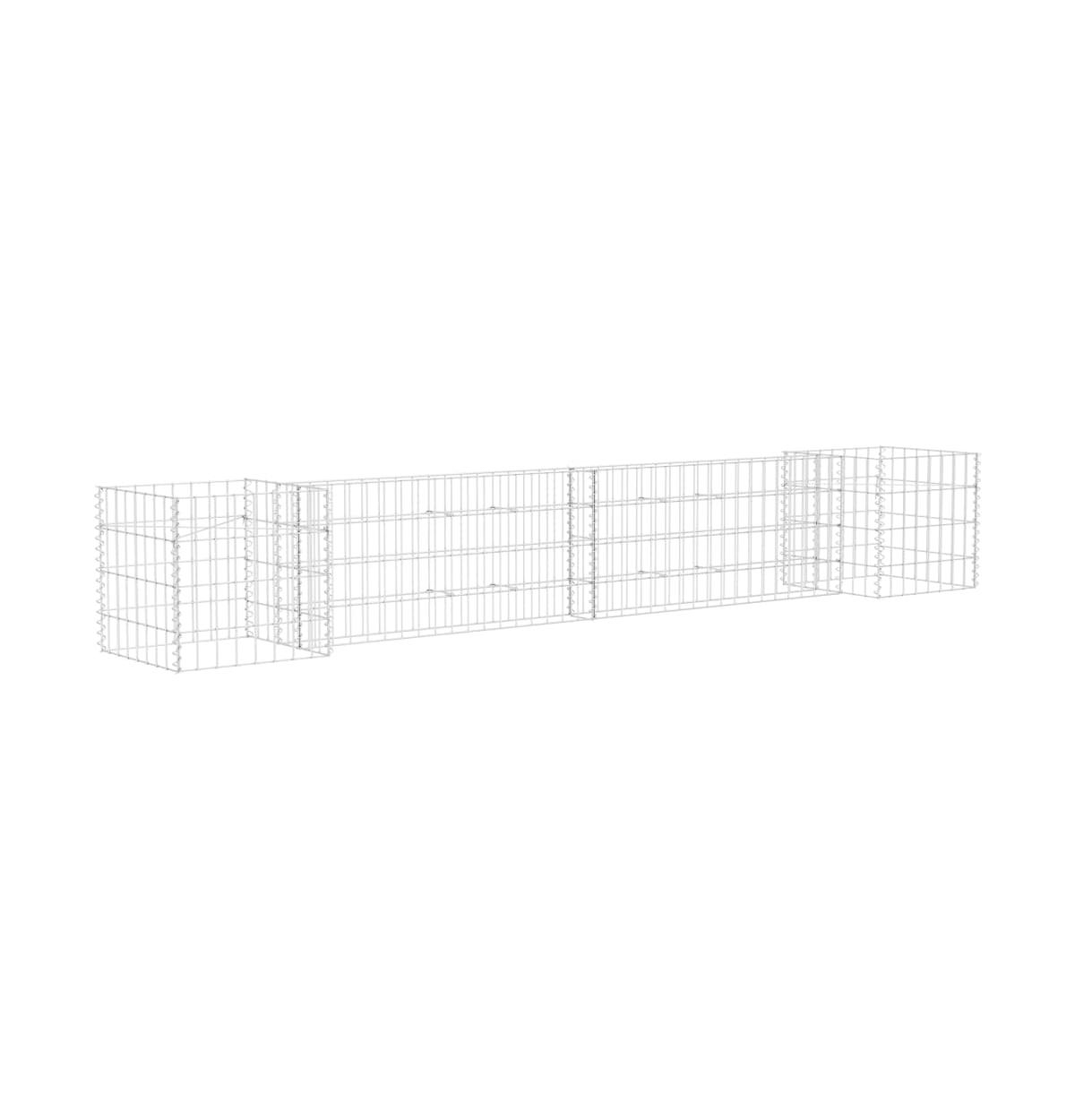 H-Shaped Gabion Planter Steel Wire 102.4"x15.7"x15.7" - Silver