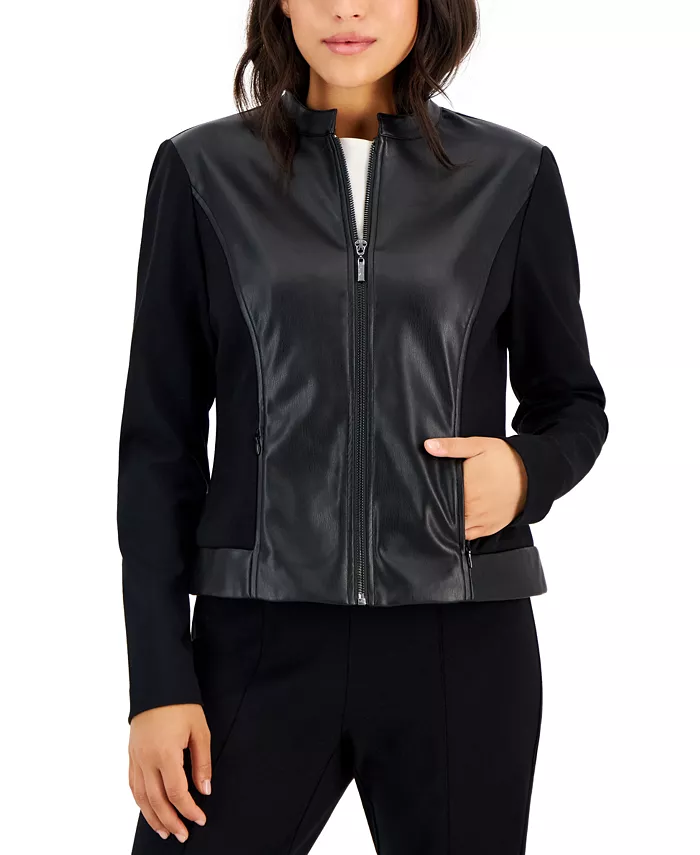 Petite Mandarin-Collar Zip-Up Jacket - thumbnail 3