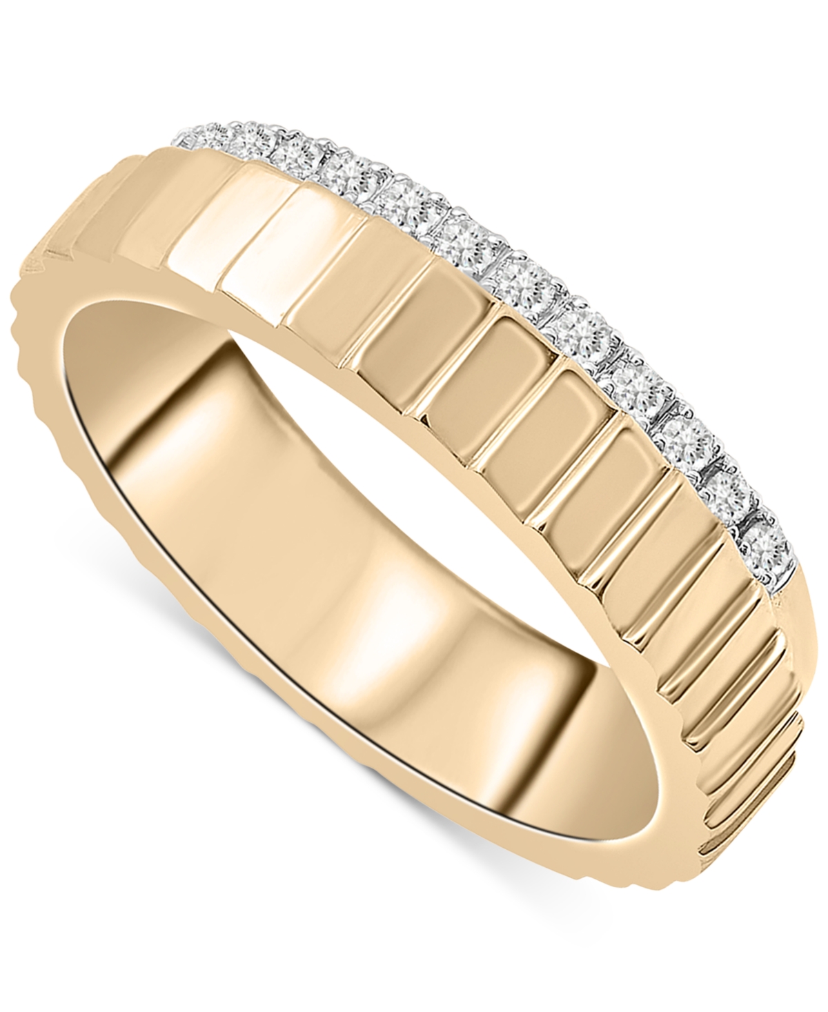 Diamond Textured Bilevel Ring (1/6 ct. t.w.) in Gold Vermeil, Created for Macy's - Gold Vermeil