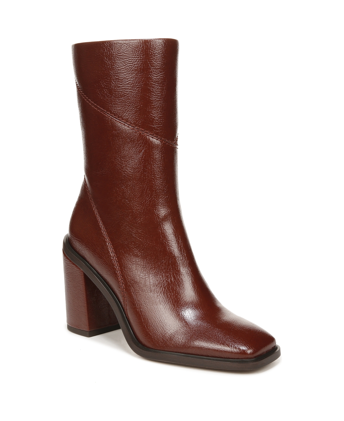 Franco Sarto Stevie Mid Shaft Boots In Chestnut Brown Faux Leather
