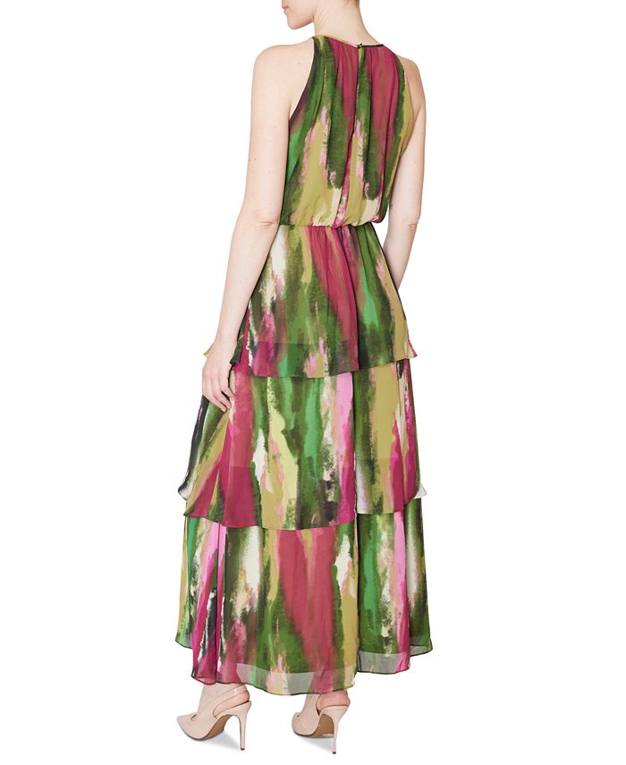 Donna Ricco Women's Printed Sleeveless Tiered Maxi Dress - Macy's