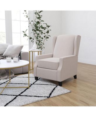 Mauro Contemporary Pushback Recliner With Accent Nail Trim-Wingback Manual Recliner