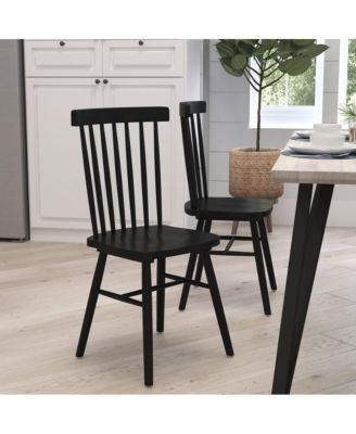 Torrin Set Of Two Premium Solid Wood Spindle Back Dining Chairs With Saddle Seats And Floor Protectant Felt Pads