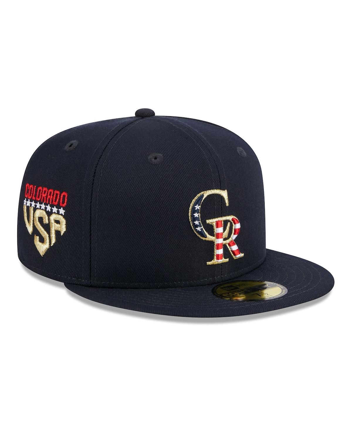 NEW ERA MEN'S NEW ERA NAVY COLORADO ROCKIES 2023 FOURTH OF JULY 59FIFTY FITTED HAT