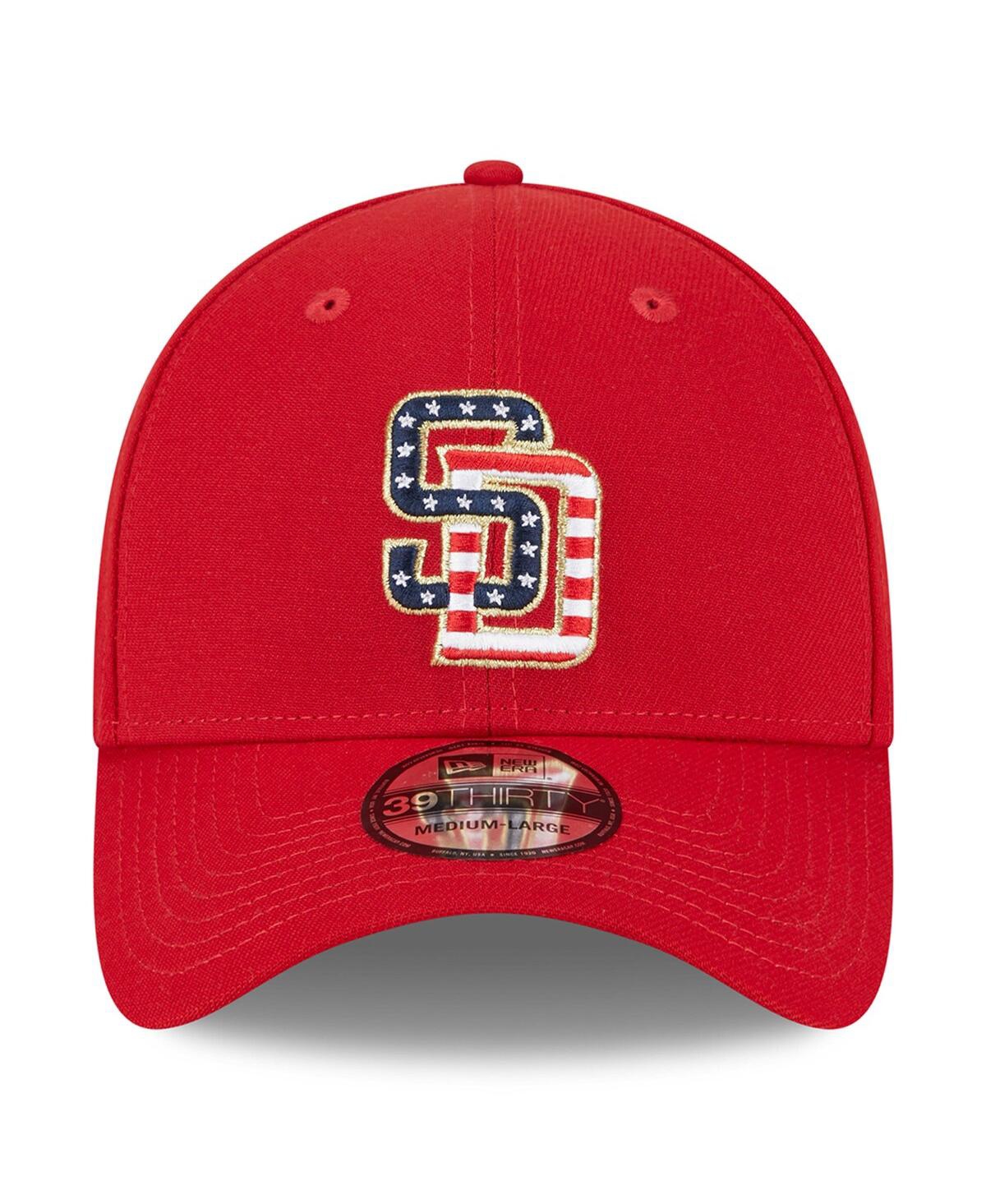 NEW ERA MEN'S NEW ERA RED SAN DIEGO PADRES 2023 FOURTH OF JULY 39THIRTY FLEX FIT HAT 