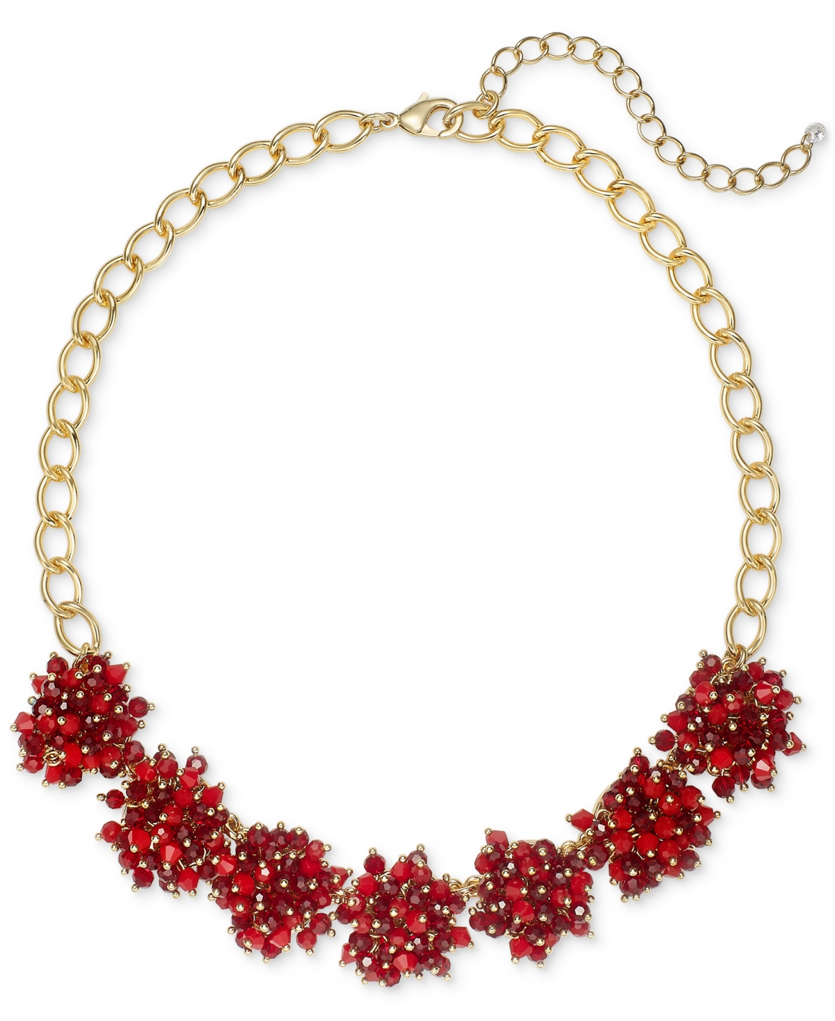 Gold-Tone Color Bead Cluster Statement Necklace, 17" + 3" extender, Created for Macy's - Multi
