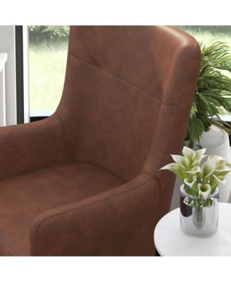 Regal Traditional Wingback Accent Chair, Upholstery And Wooden Frame And Legs