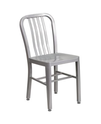 Santorini 18 Inch Galvanized Steel Indoor/Outdoor Dining Chair With Slatted Back And Powder Coated Finish