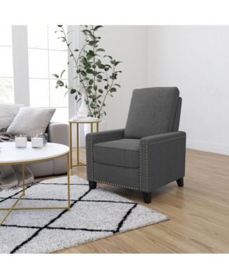 Renza Transitional Pushback Recliner With Pillow Style Back And Accent Nail Trim - Manual Recliner