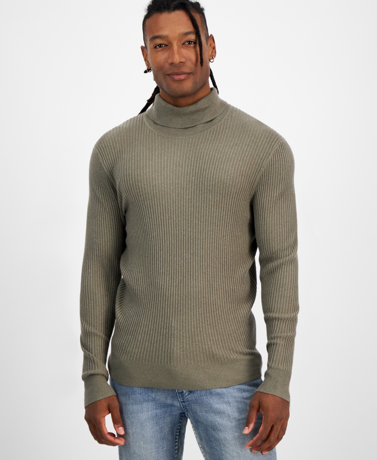 Inc International Concepts Men's Ascher Rollneck Sweater, Created For Macy's In Green Tea Leaf