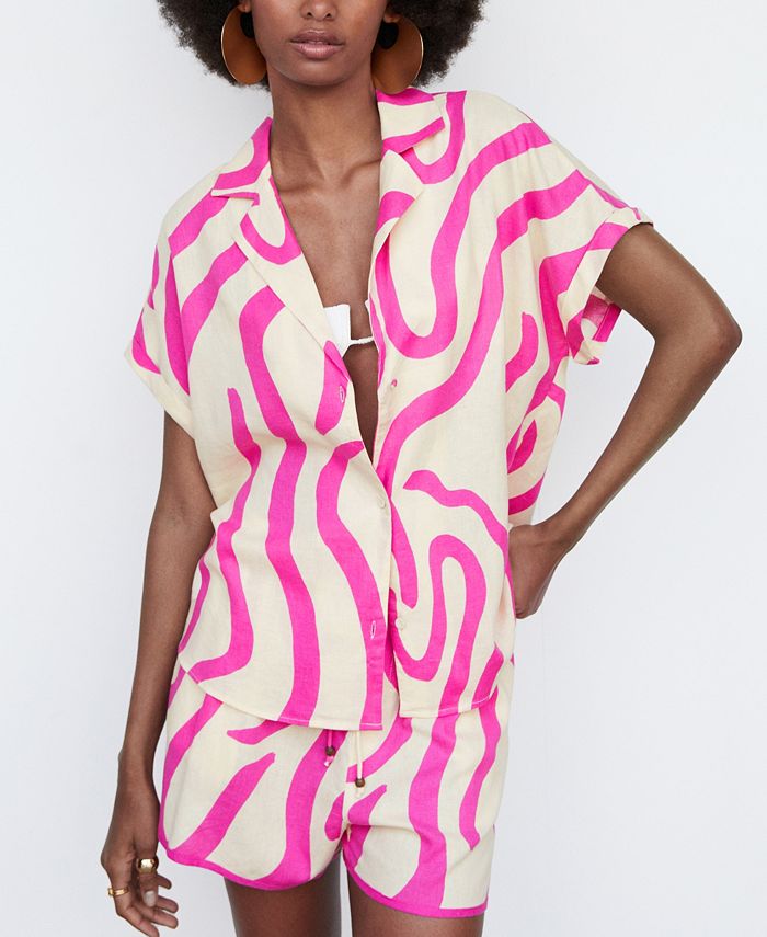 MANGO Women's Printed Linen Shirt - Macy's