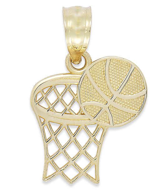 Macy S Basketball And Hoop Charm In 14k Gold Reviews Jewelry