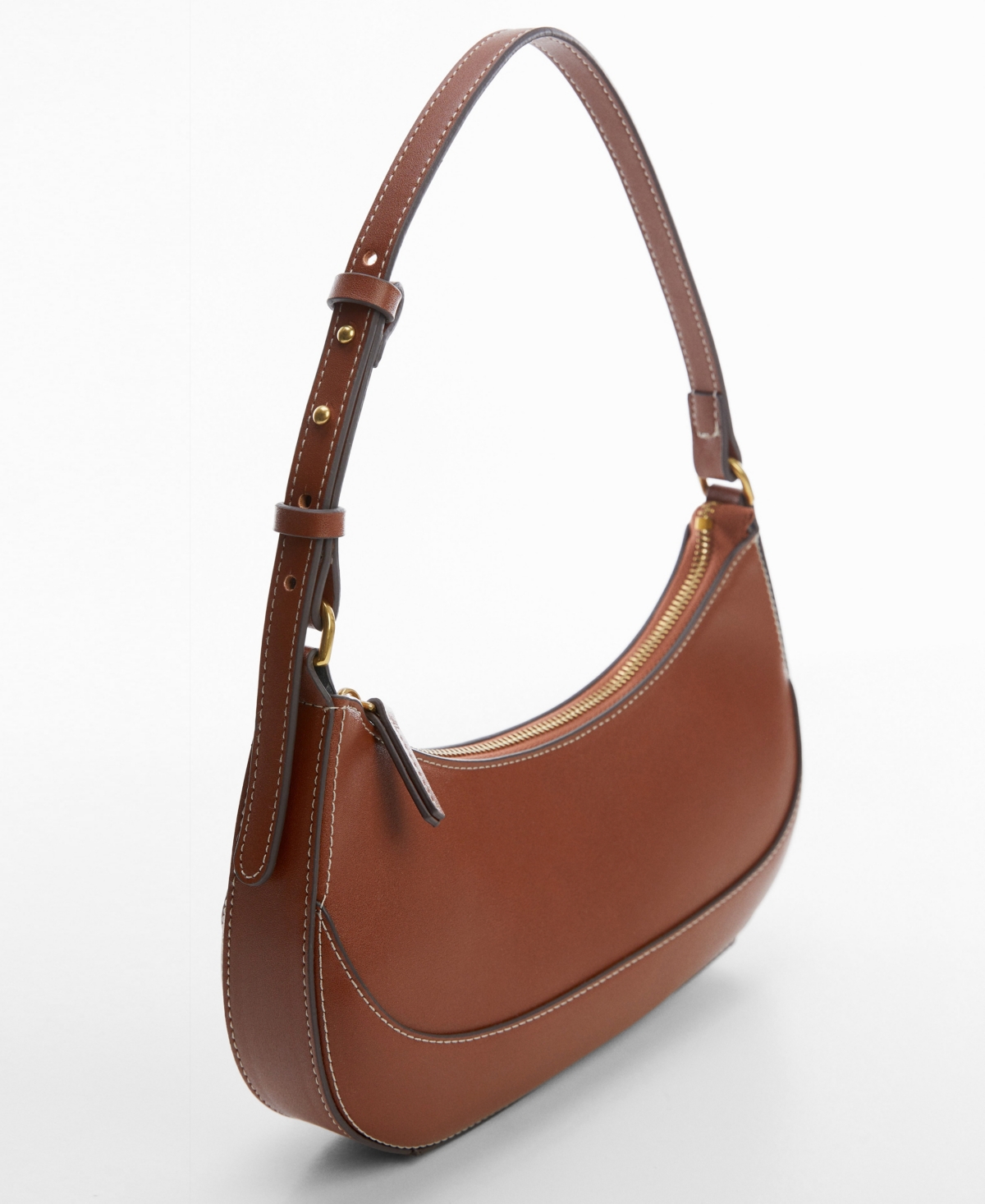 Shop Mango Women's Oval Short Handle Bag In Leather