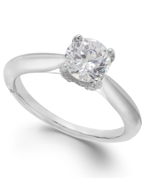 image of Classic by Marchesa Certified Diamond Solitaire Engagement Ring in 18k White Gold (1 ct. t.w.), Created for Macy-s
