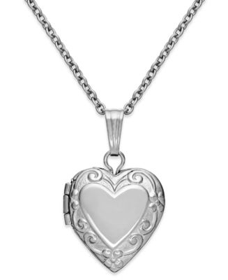 Children's Embossed Heart Locket in Sterling Silver - Macy's