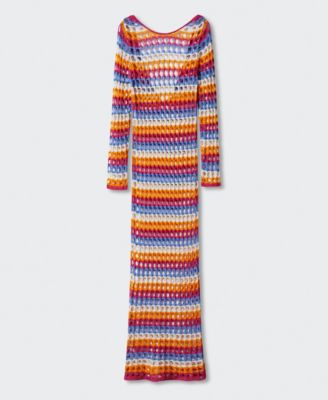 mango striped crochet dress Striped crochet dress