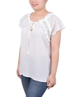 Petite Eyelet Sleeve Blouse
