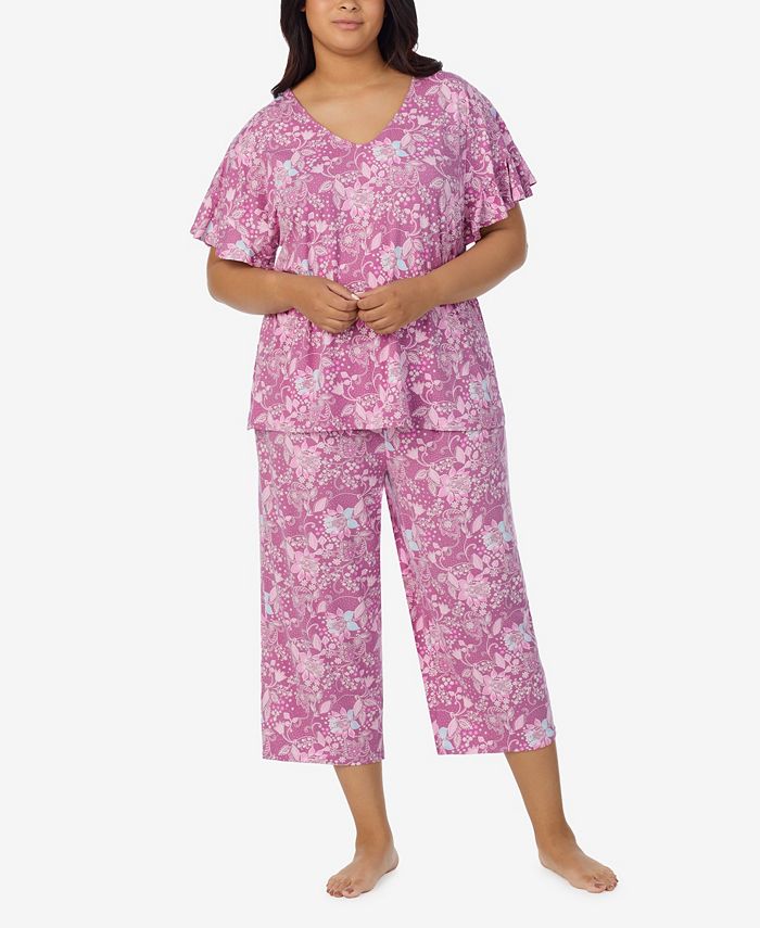 Ellen Tracy Plus Size Short Sleeve 2 Piece Pajama Set - Macy's