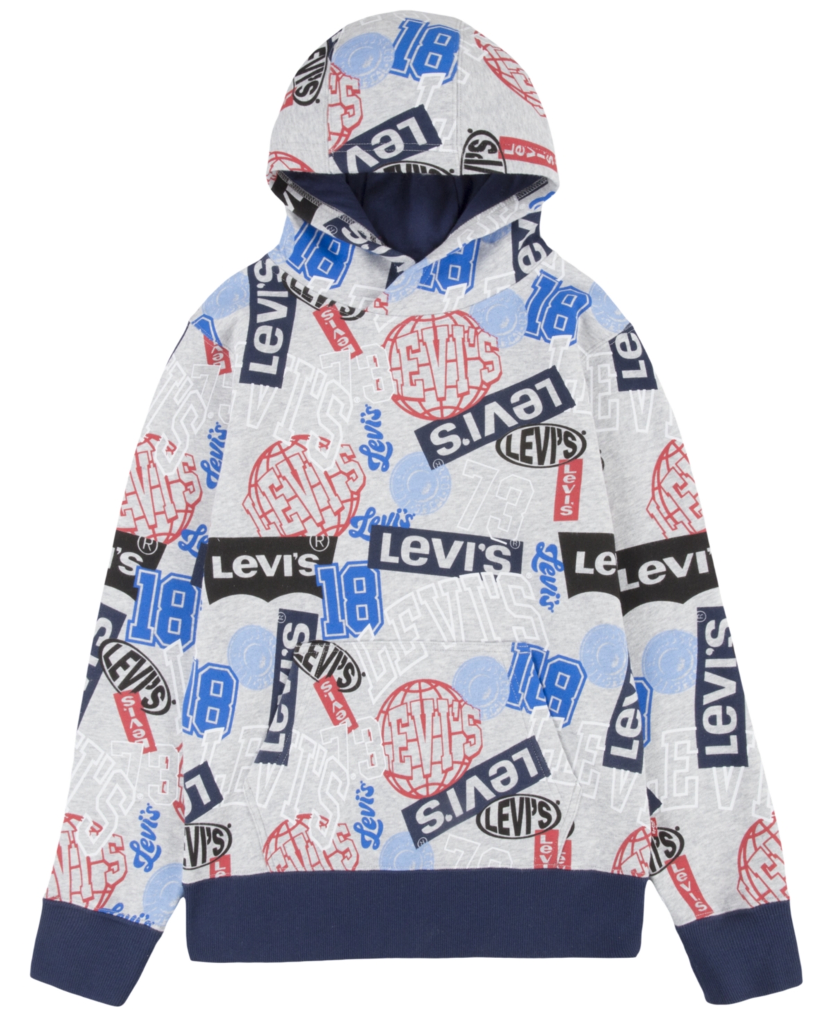 Levi's Kids' Big Boys All  Printed Pullover Hoodie In Light Gray Heather